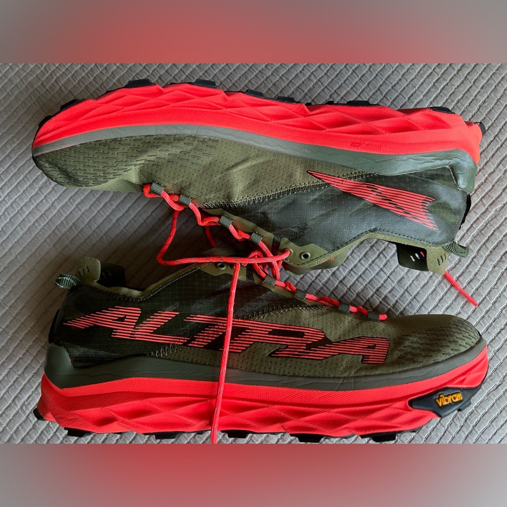 Altra Athletic Shoes in Olive Green and Bright Red